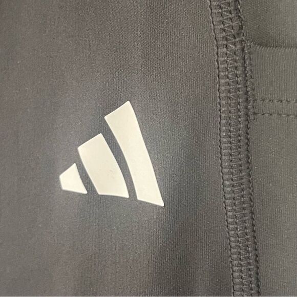 Adidas Black Solid Leggings Size Medium Tight Fit Pocket Aeroready Striped Logo - Picture 6 of 13